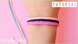 COMO HACER PULSERA DE HILO HORIZONTAL 3 COLORES MACRAME [upl. by Anilatak]