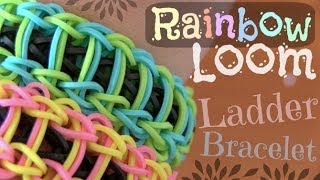 RAINBOW LOOM  Ladder Bracelet  How To  SoCraftastic [upl. by Durwyn288]