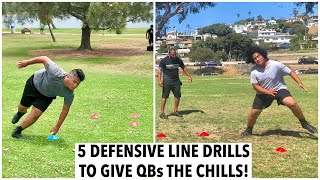 5 DEFENSIVE LINE DRILLS TO GIVE QUARTERBACKS THE CHILLS [upl. by Xella]