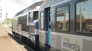 France SNCF Class CC 72000 diesel no 72064 departs St Germain des Fosses on a LyonTours train [upl. by Fablan]