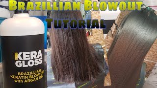 Brazilian Blowout Using Kera Gloss with Argan Oil [upl. by Zetram316]