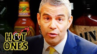 Andy Cohen Spills the Tea While Eating Spicy Wings  Hot Ones [upl. by Htnicayh]