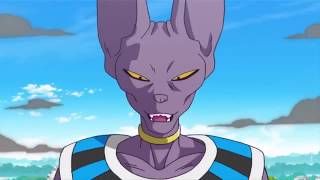 DBZ battle of gods Beerus vs Vegeta  Beerus slaps Bulma dub [upl. by Parrott]