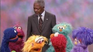 Sesame Street Kofi Annan Helps Monsters Sing the Alphabet Together [upl. by Naasar451]