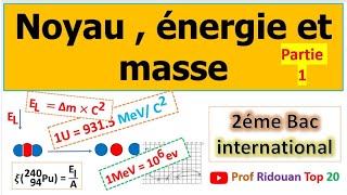 noyau énergie et masse cours 2 nucléaire 2 bac pcsvtsm partie 1 [upl. by Dorice]