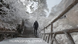 Huangshan Yellow mountain China December 2020 Snow and ice at the top [upl. by Ahsietal404]