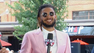 Fernando Tatis Jr rocks the AllStar Game purple carpet [upl. by Yroc]