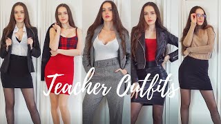 Trying On 10 Teacher Outfits  skirts tights high heels [upl. by Range]