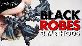 How to Paint Black Cloth amp Leather  3 Methods in 3 steps Contrast  Drybrush [upl. by Zurn333]