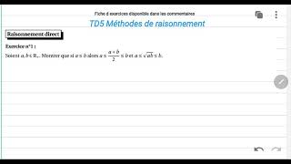 TD5 Méthodes de raisonnement Raisonnement direct  Ex1 [upl. by Lourdes]