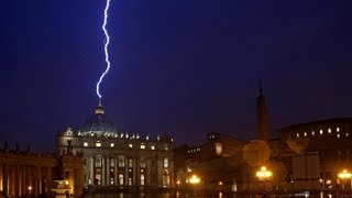 Lightning strikes The Vatican hours after pope resigns [upl. by Kenimod]