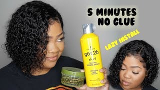 Lazy 5 Minute Lace Wig Install  No Glue Needed [upl. by Chitkara]