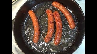 Cooking Hot Dogs in a Cast Iron Skillet [upl. by Isej48]