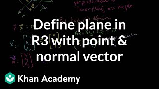 Defining a plane in R3 with a point and normal vector  Linear Algebra  Khan Academy [upl. by Regazzi]