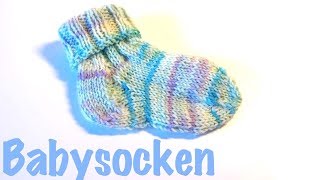 Babysocken stricken  Von Bund über Ferse zur Sockenspitze [upl. by Enneite]