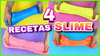 4 RECETAS PARA HACER SLIME  SLIME FÁCIL Y SIN BÓRAX  NatyGloss [upl. by Katy]