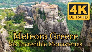 Meteora Greece Six Incredible Monasteries 70 min in 4K [upl. by Aknayirp]