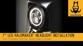 Harley 7quot LED Headlight Install from HOGWORKZ®Fits Touring Softail amp more [upl. by Fradin]