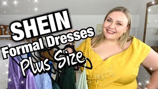 SHEIN FORMAL DRESSES  Plus Size Try On Fashion Haul [upl. by Eittah]