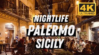 Palermo  Sicily  Italy I 4K I Nightlife Walking Tour [upl. by Alleras109]