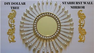 GLAM DIY DOLLAR TREE STARBURST WALL MIRROR [upl. by Giglio]