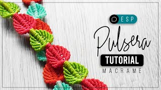 Pulsera Hojas » 🍃 tutorial  como hacer pulsera de hilo  diy ● Friendship Bracelet Leaves 178 [upl. by Anailli]