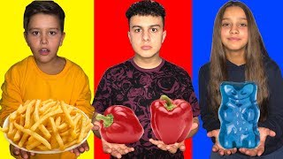 NUR die FARBE ESSEN die man TRÄGT  Challenge mit BRUDER amp SCHWESTER [upl. by Zurn]