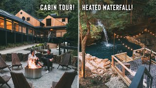 Epic Cabin w Natural Waterfall Swimming Hole that sleeps 18  Touring The Cliffs at Hocking Hills [upl. by Sleinad723]