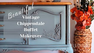 Vintage Chippendale Buffet Makeover  My Most In Depth Furniture Makeover In 2021 [upl. by Ethyl]