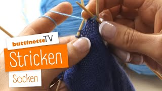 Socken stricken  Tutorial  buttinette TV STRICKEN [upl. by Halpern243]