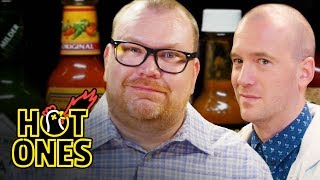 Superfan Brett Baker Grills Sean Evans Over Spicy Wings  Hot Ones [upl. by Nale869]