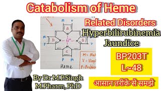 Catabolism of Heme  Hyperbilirubinemia amp Jaundice  Biochemistry  BP203T  L48 [upl. by Ettevad]