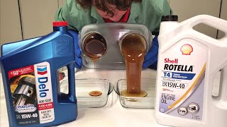 Chevron Delo VS Shell ROTELLA T4 15W40 Cold Flow Test [upl. by Pearline]