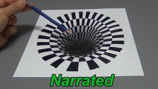 How To Draw A 3D Hole  Anamorphic Illusion Narrated [upl. by Aroz]