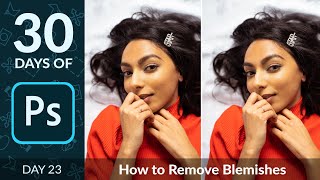 How to Remove Blemishes from a Portrait in Photoshop  Day 23 [upl. by Aznarepse571]