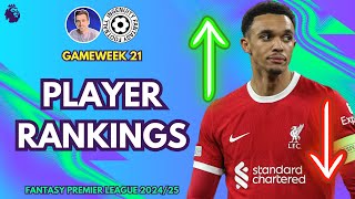 FPL PLAYER RANKINGS 📈  GAMEWEEK 21  Fantasy Premier League Tips 202425 [upl. by Urina]