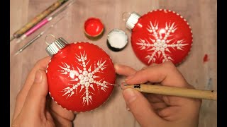 CLASSIC Dot Mandala Snowflake Ornament Painting CUTE amp EASY [upl. by Ephram]