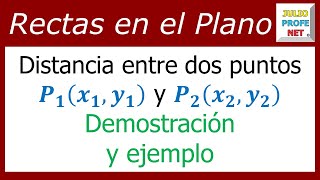 DISTANCIA ENTRE DOS PUNTOS DEL PLANO DEMOSTRACIÓN Y EJEMPLO [upl. by Arraet]