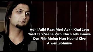 Adhi Adhi Raat  Bilal Saeed  Twelve  Lyrics Video Punjabi Song [upl. by Asiek]