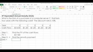 Calculating Equivalent Annual Annuity in Excel [upl. by Trab]