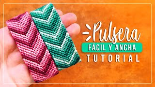 Cómo hacer pulsera de hilo fácil y ancha 20✨ Paso a Paso  DIY Macrame Friendship Bracelet [upl. by Noraj308]