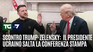 Scontro TrumpZelensky Il presidente ucraino salta la conferenza stampa [upl. by Anikahs]