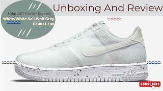 Nike AF1 Crater Flyknit WhiteWhiteSailWolf Grey DC4831100 [upl. by Ym]