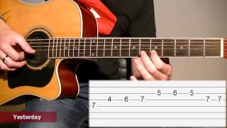 How to play Yesterday The Beatles  Acoustic guitar tab lesson Melody TCDG [upl. by Taima581]