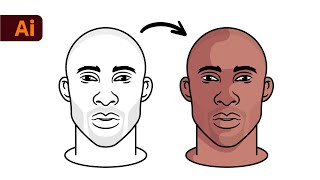 Adobe Illustrator Tutorial  How To Draw Face Portraits Kobe Bryant [upl. by Enilrek]