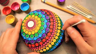 EASY Dot Art Mandala Rock Painting Using ONLY Qtip Toothpick Pencil Lip Balm tool  How To Lydia May [upl. by Asilrahc]