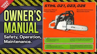 Owners Manual STIHL 021 023 025 Chain Saw [upl. by Notsur]