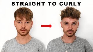 HOW TO GET CURLY HAIR FAST  EASY  Straight to Curly Mens Hair  Imdrewscott [upl. by Burch748]