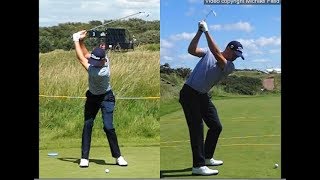 Justin Thomas golf swing  Long Iron faceon amp downtheline July 2017 [upl. by Anek390]