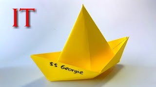 Como hacer el Barco de papel  PELICULA quotITquot el payaso Origami paper boat [upl. by Neelyaj]